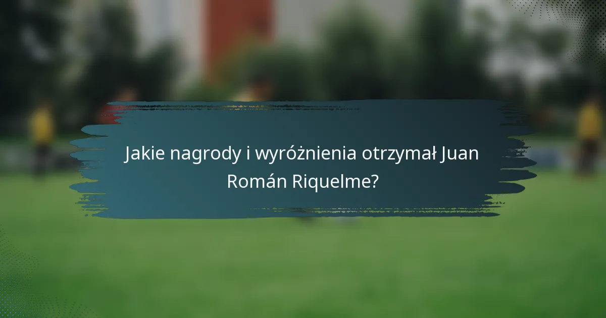 Jakie nagrody i wyróżnienia otrzymał Juan Román Riquelme?